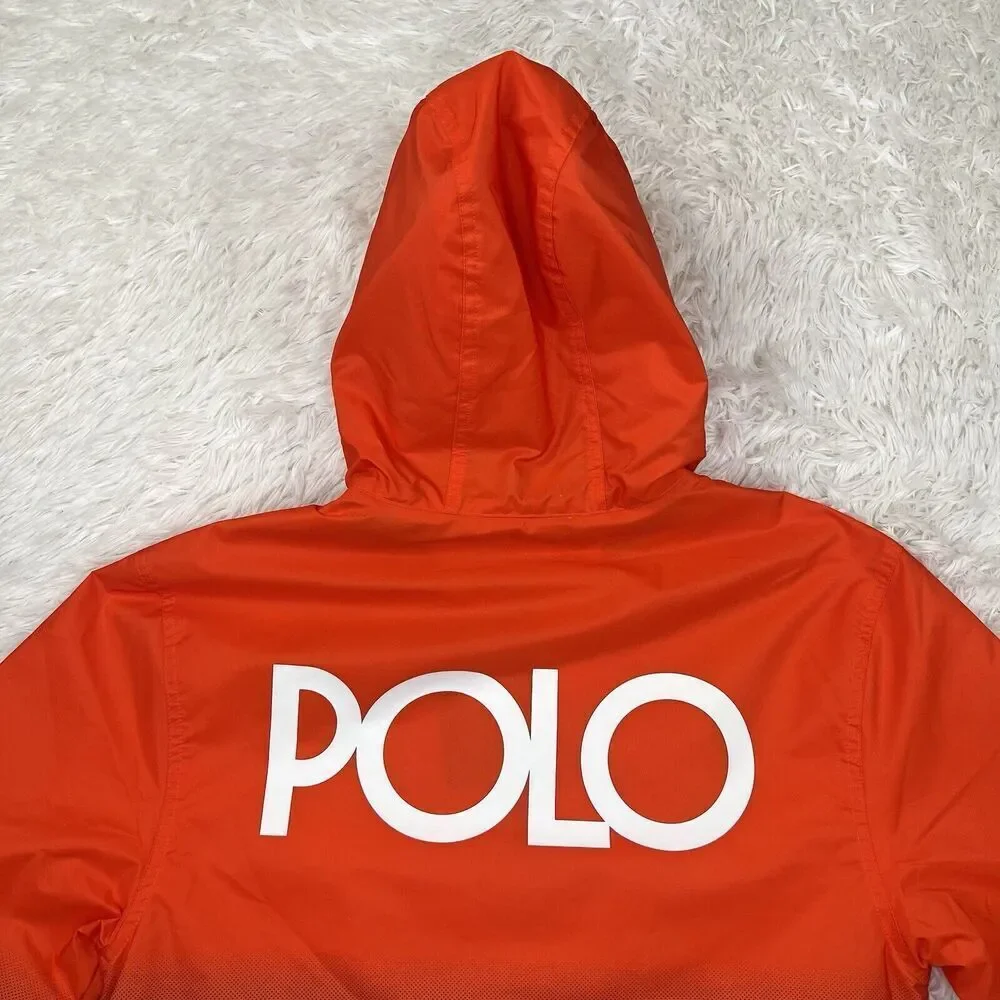 NWT Polo Ralph Lauren Orange Ombre Mens Waterproof Pullover Hoodie Jacket Size S
